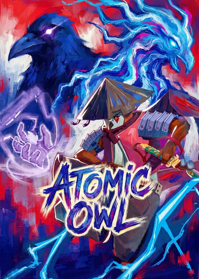 Atomic Owl Samurai Warrior Poster