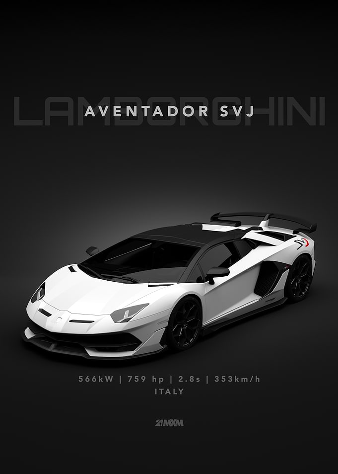Lamborghini Aventador SVJ Minimalist Poster