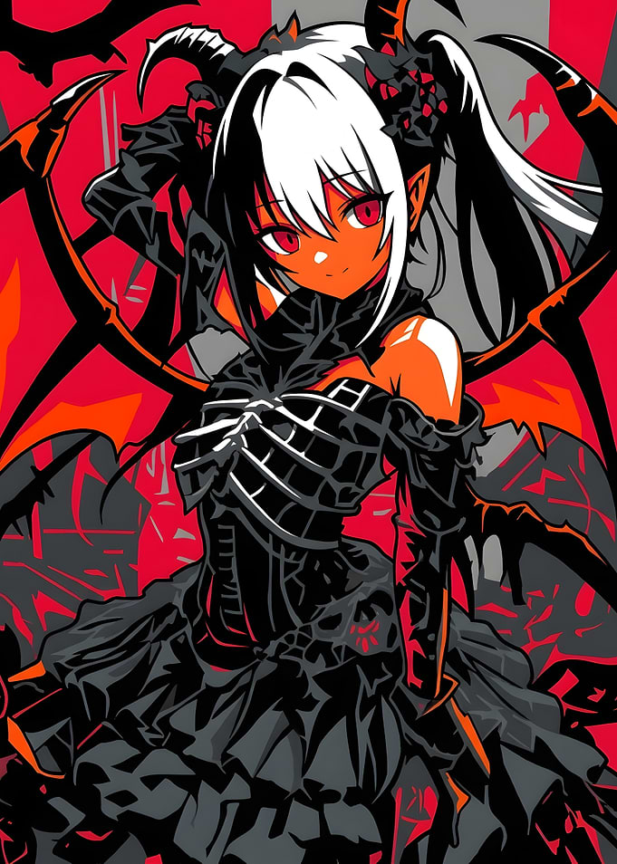 Anime Demon Girl with Horns