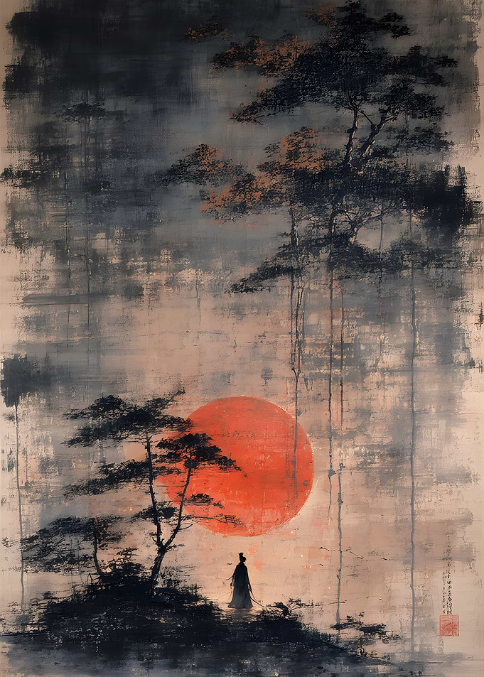 Lone Samurai Under Red Sun