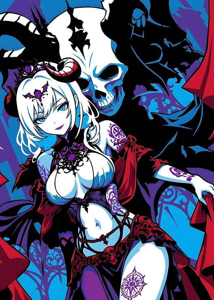 Anime Demon Queen with Skull Spirit