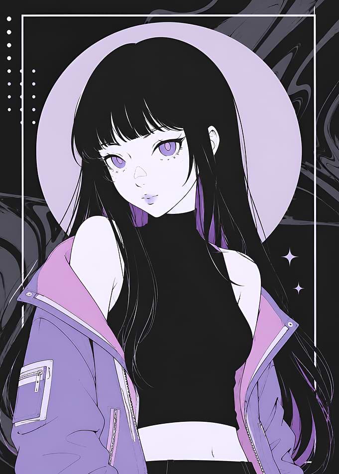 Anime Girl with Purple Aesthetic
