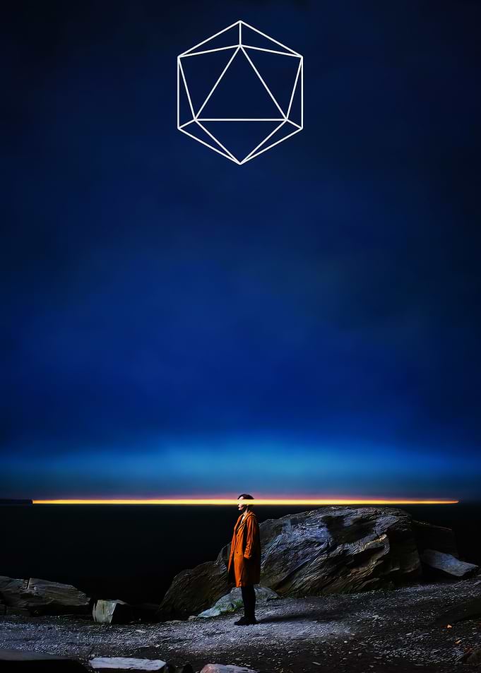 Surreal D20 Dice Horizon Silhouette