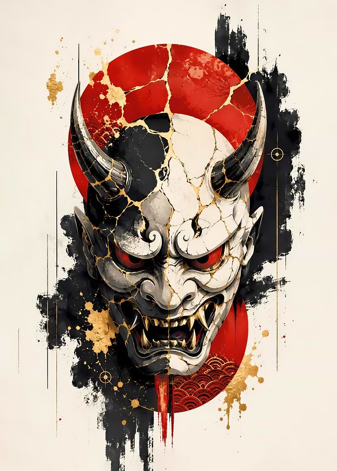 Kintsugi Hannya Mask Japanese Art