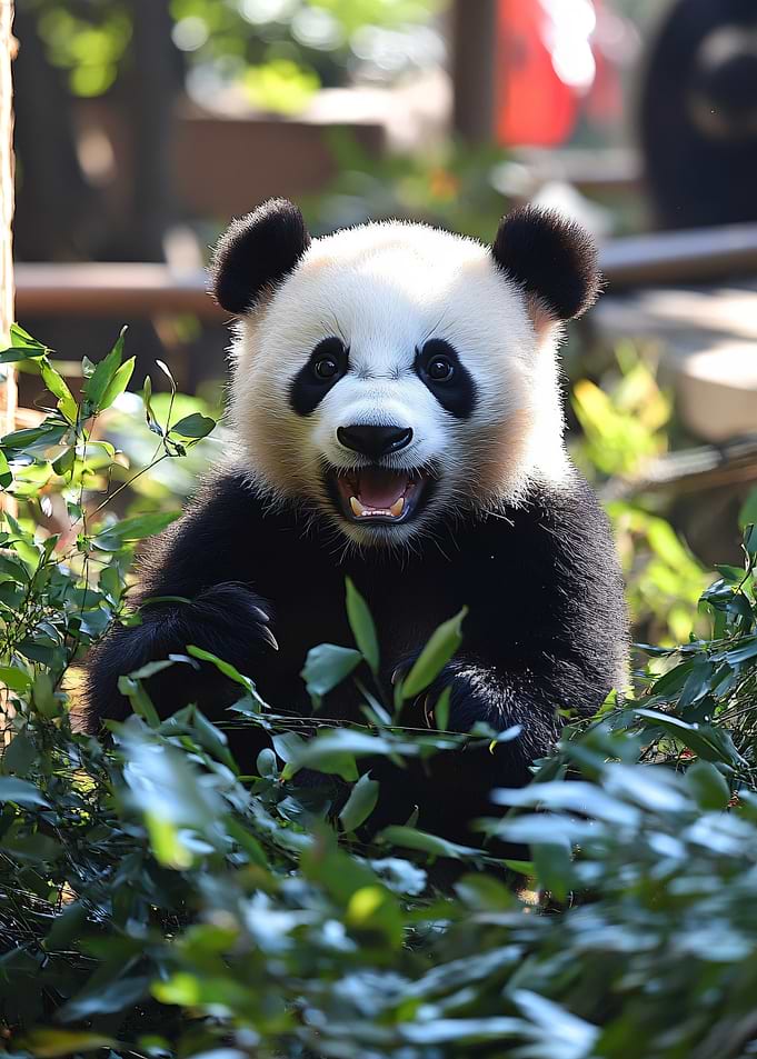 Happy Giant Panda in Nature