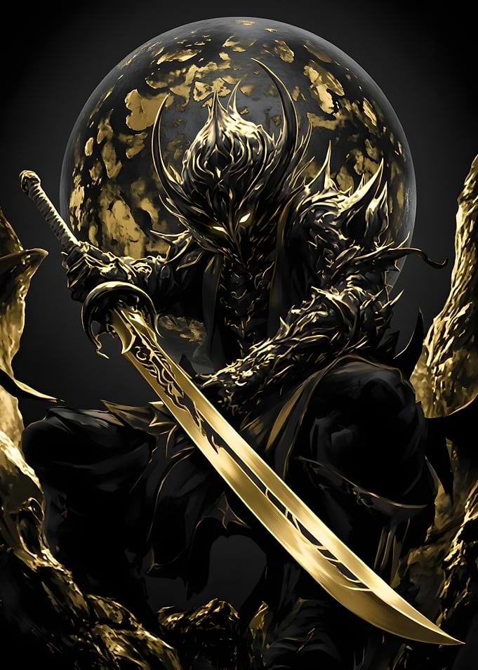Golden Armored Warrior with Katana