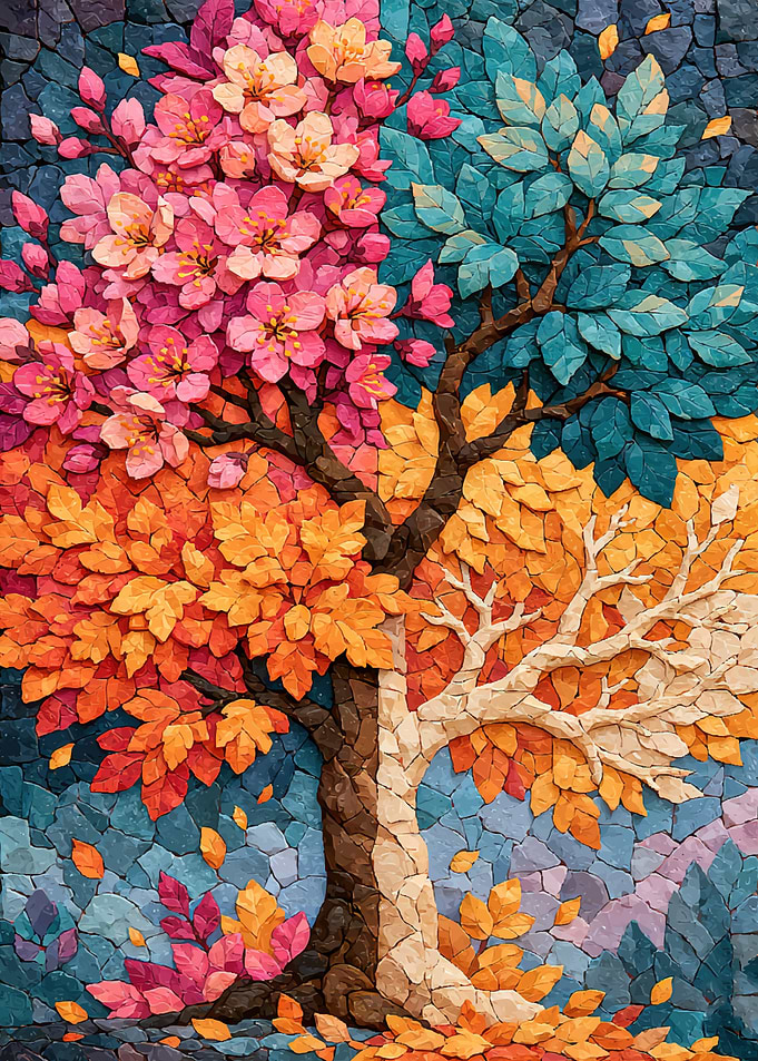 Four Seasons Mosaic Tree Art