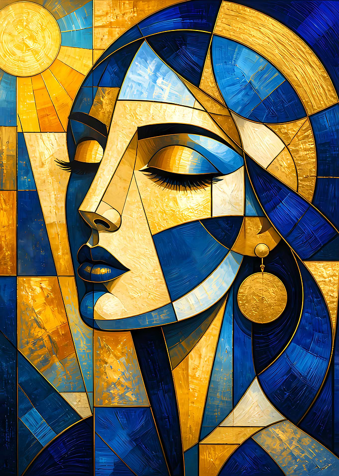 Abstract Woman Stained Glass Portrait