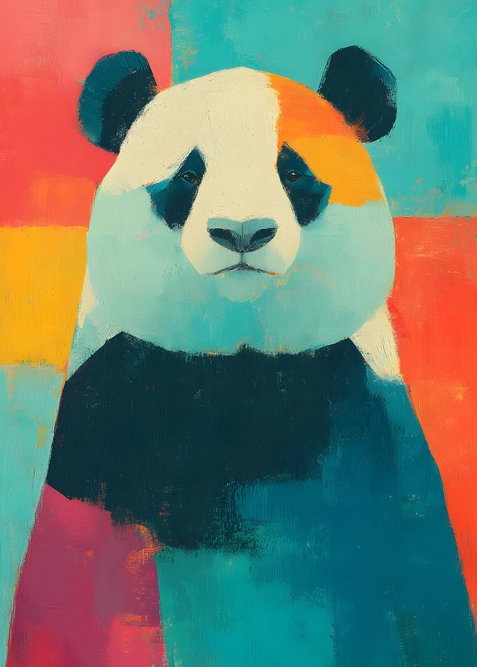 Colorful Abstract Giant Panda Bear Portrait
