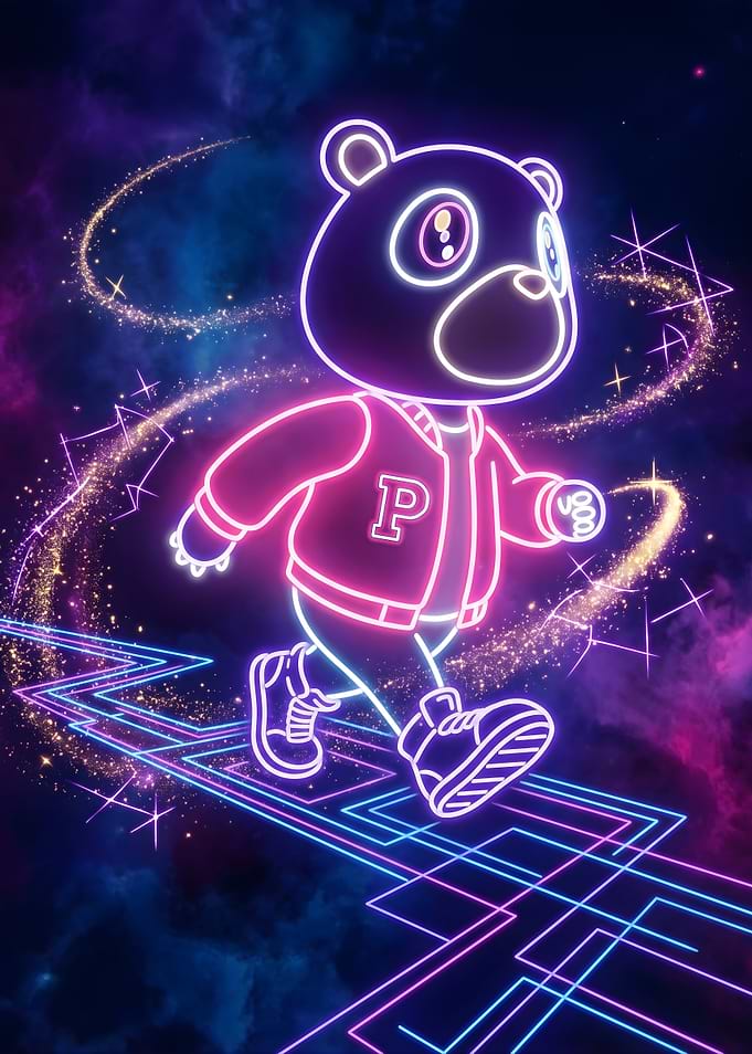 Neon Kanye West Graduation Bear