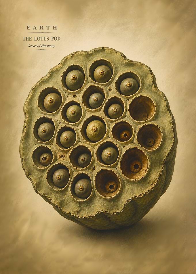Botanical Lotus Pod Earth Tone Minimalist Art