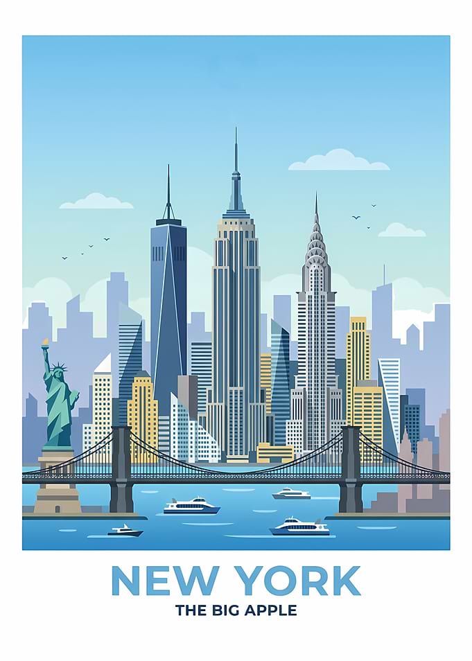 New York City Skyline Travel Poster