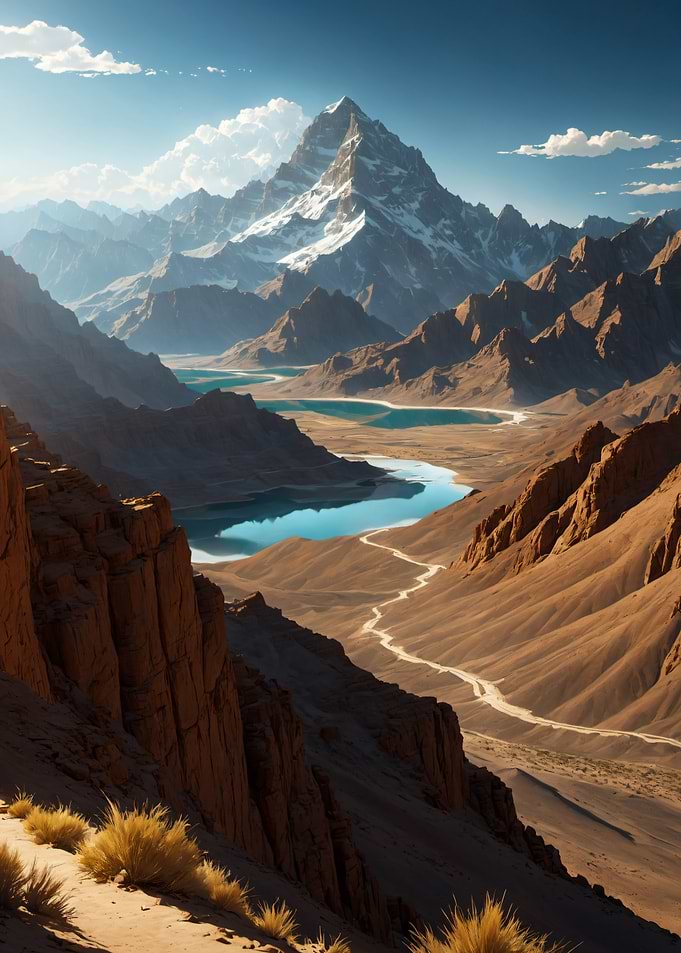 Mountain Valley with Blue Lake Scenery Nature Landscape
