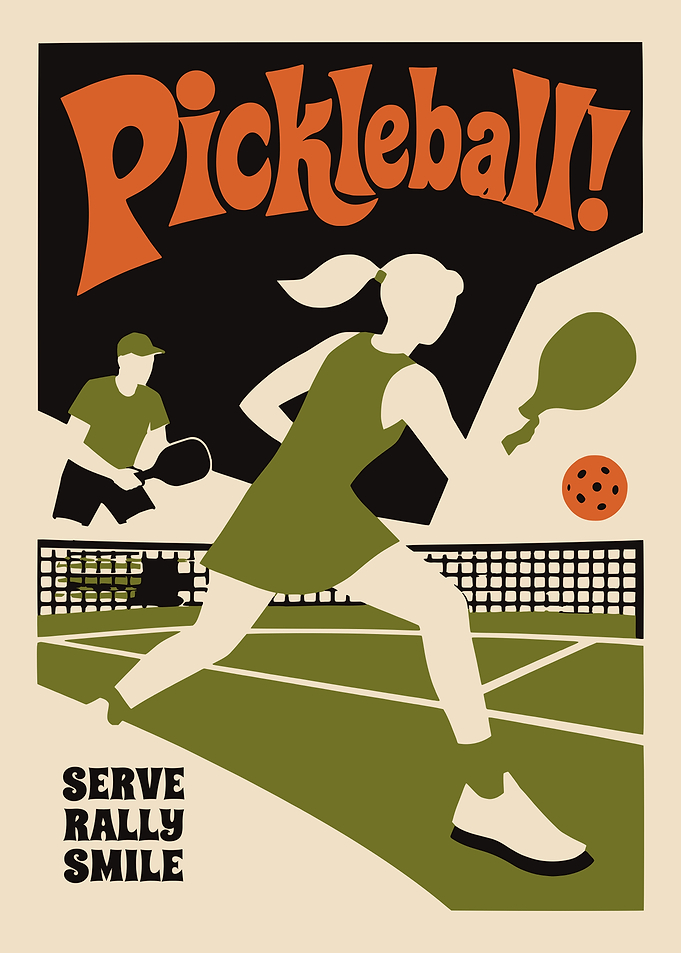 Pickleball Retro Style Sports Poster