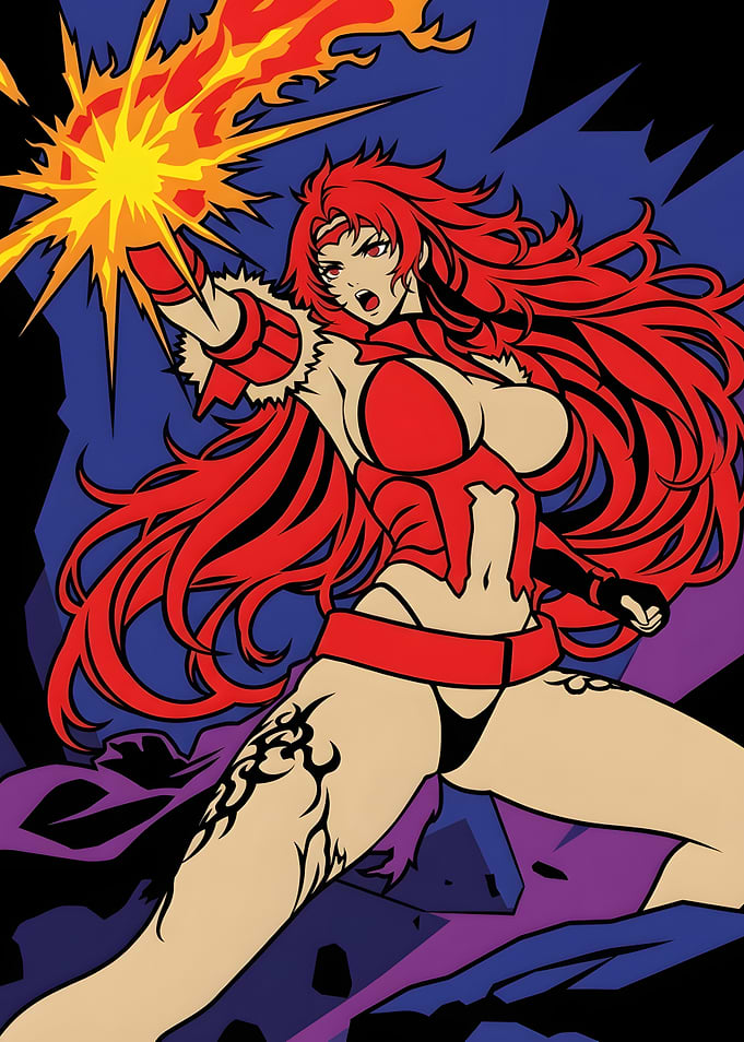 Red-Haired Warrior Casting Fire Magic
