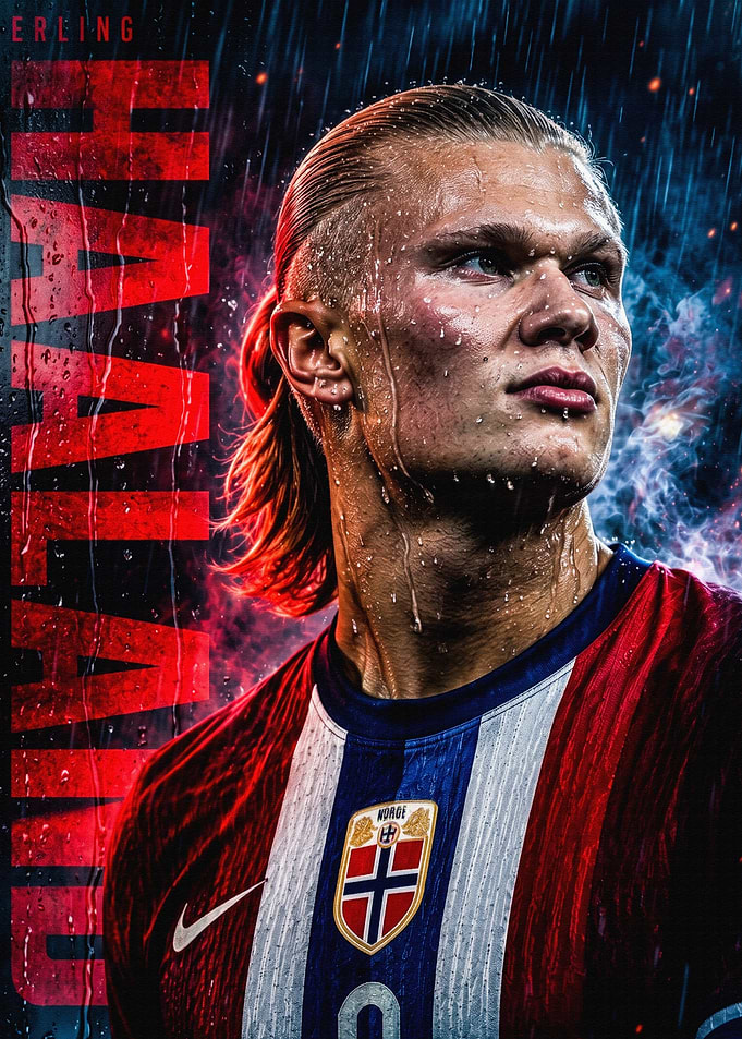 Erling Haaland Norway Football Poster