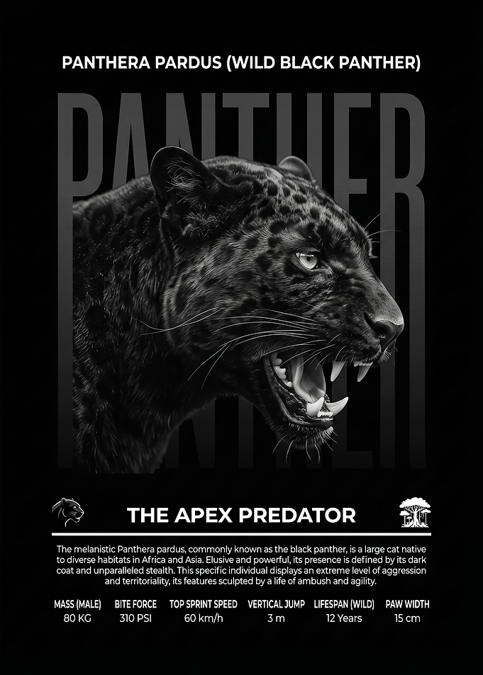 wild Black Panther Apex Predator Infographic Poster
