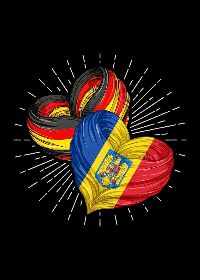Moldova and Germany Heart Flags