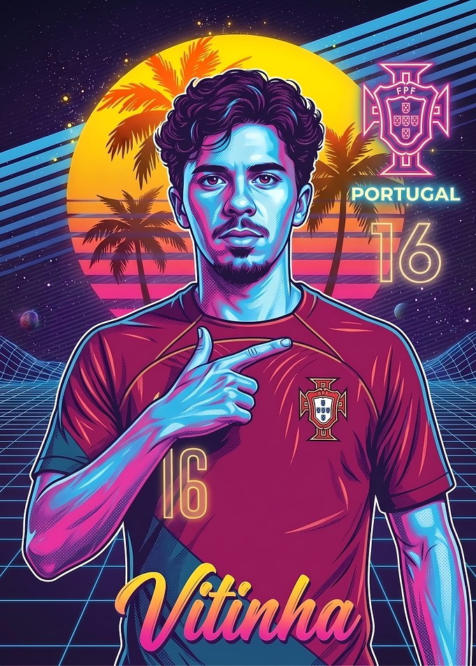 Vitinha Portugal Retro Synthwave Poster
