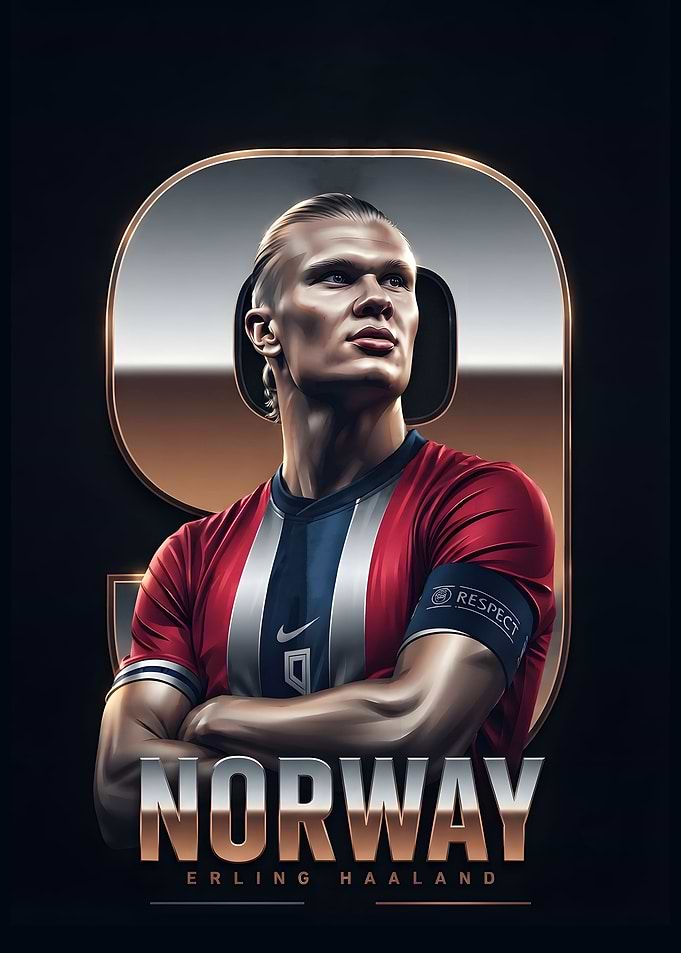 Erling Haaland Norway Football Poster