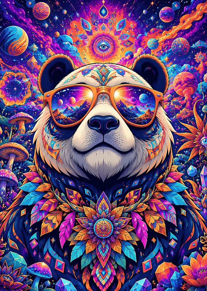 Psychedelic Cosmic Panda Portrait