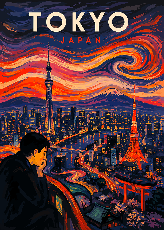 Tokyo Japan Starry Night Poster