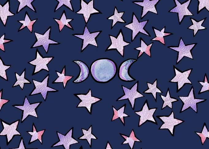 Triple Moon and Stars Pattern