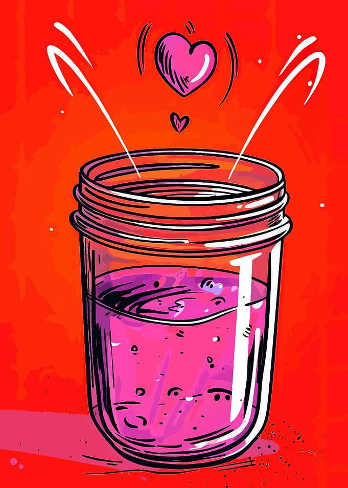 Pop Art Pink Heart Mason Jar