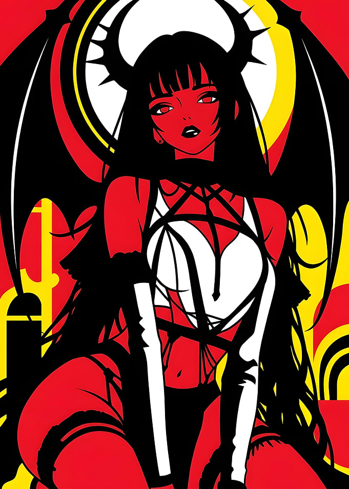 Stylized Red Demon Anime Girl