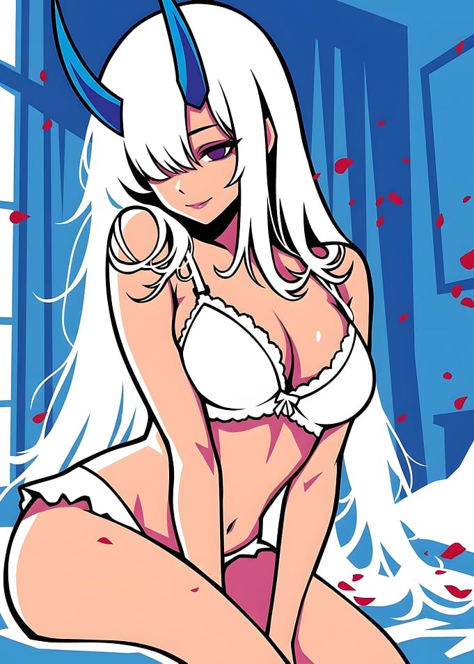 Anime Girl with Horns in Lingerie