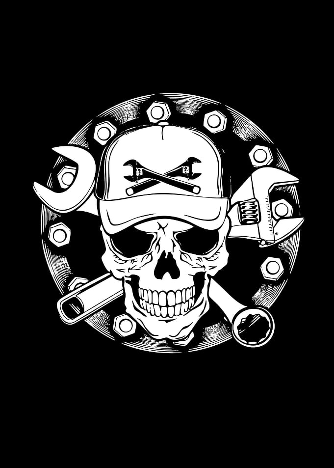 Mechanic Skull with Tools Emblem