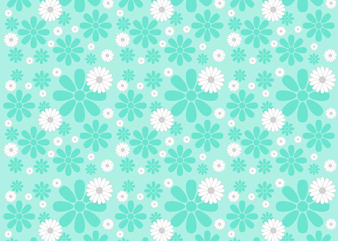 Mint and White Floral Pattern