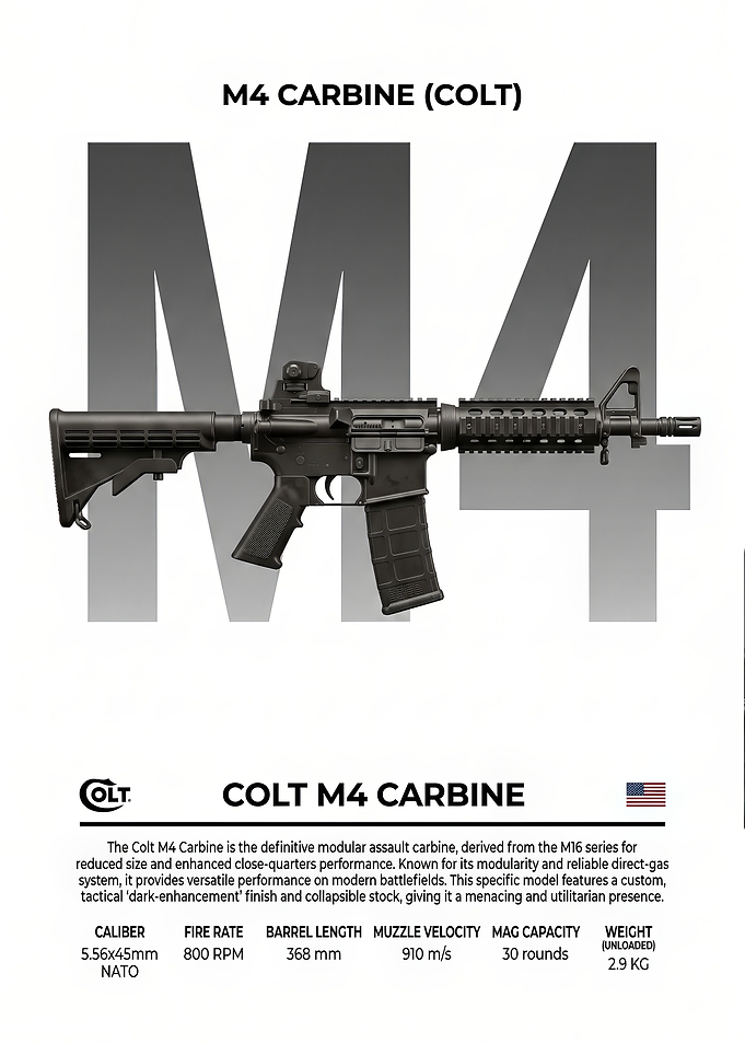 black Colt M4 Carbine Technical poster