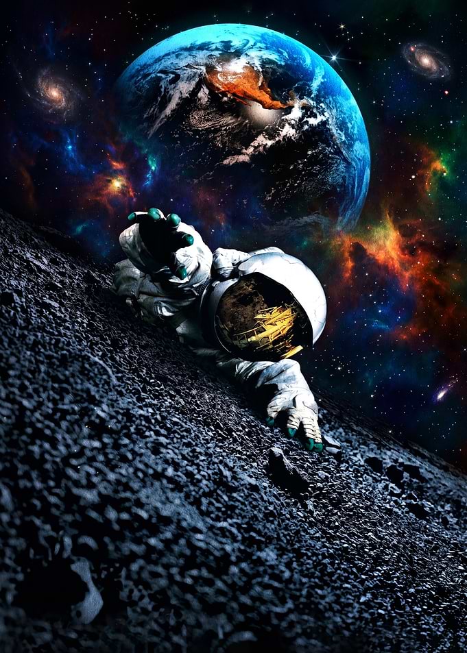 Astronaut Reaching Out in Space
