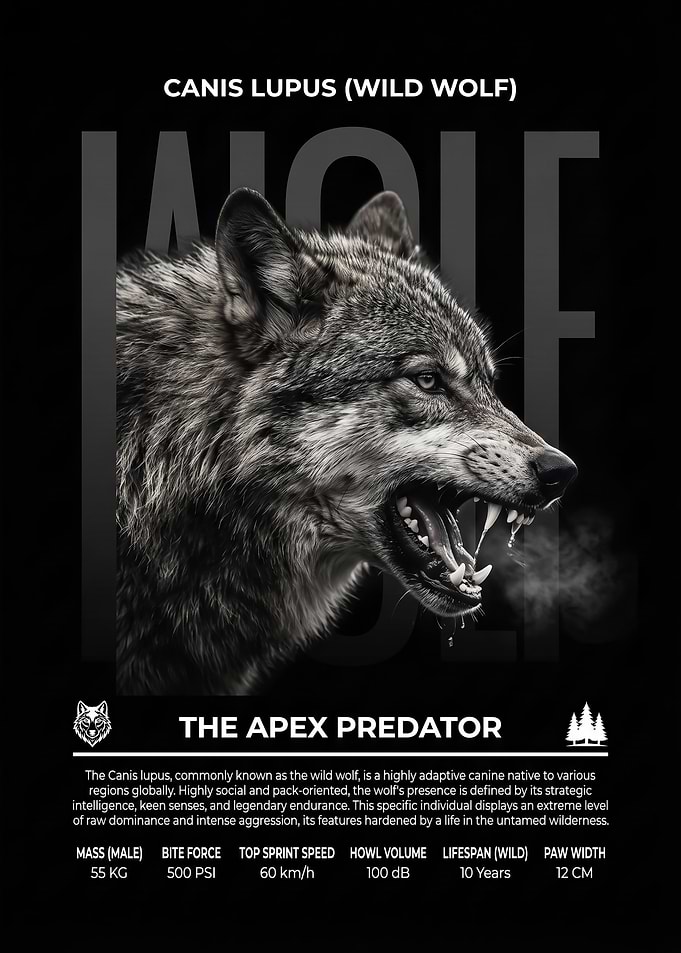 Canis Lupus Wild Wolf Infographic Poster