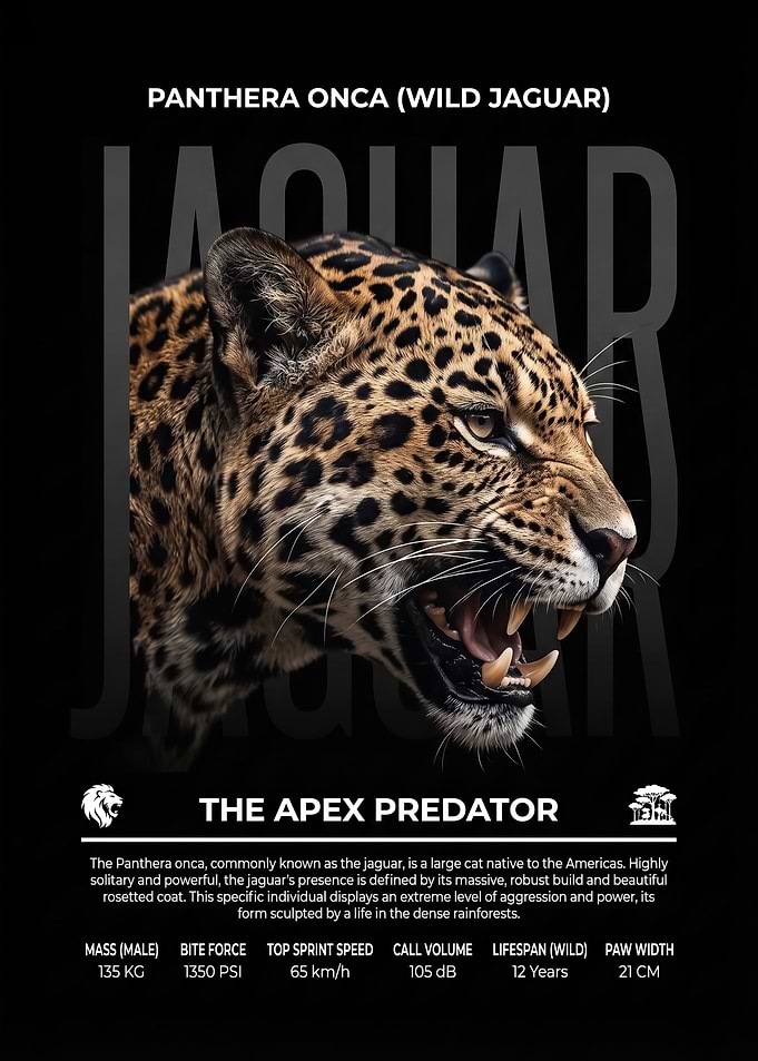 wild Jaguar Apex Predator Educational Poster