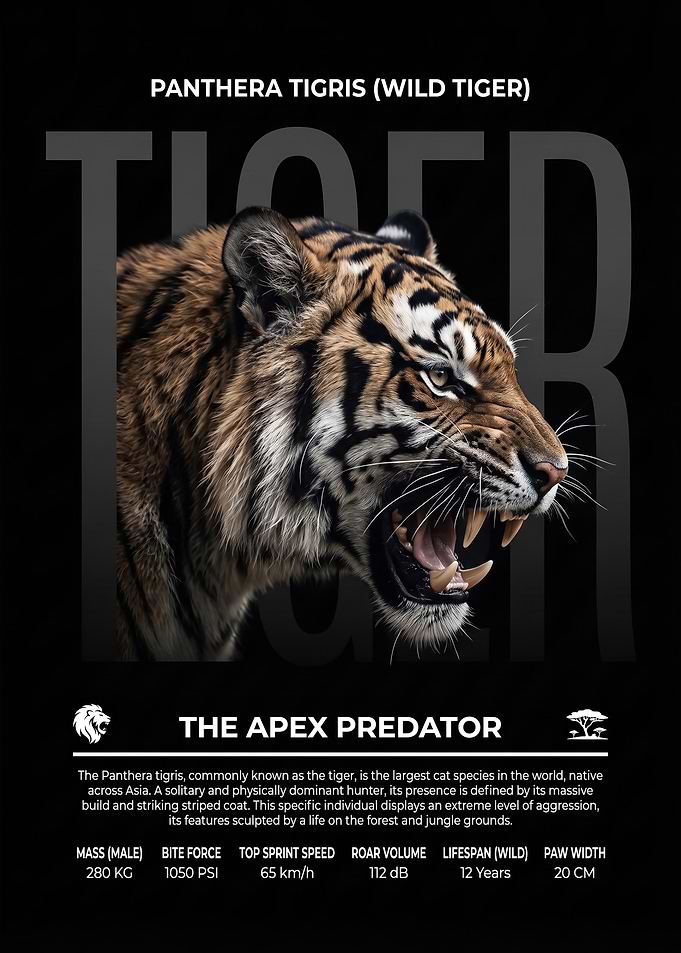 Panthera wild Tigris Apex Predator Infographic Poster
