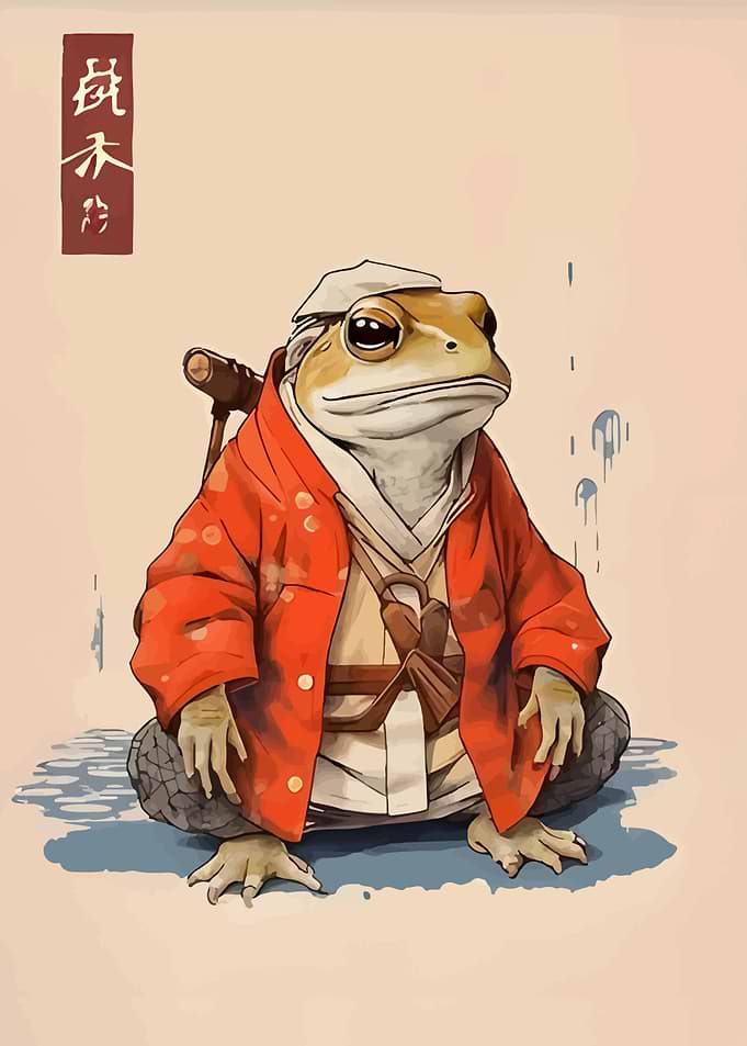 Samurai Toad in Traditional Attire