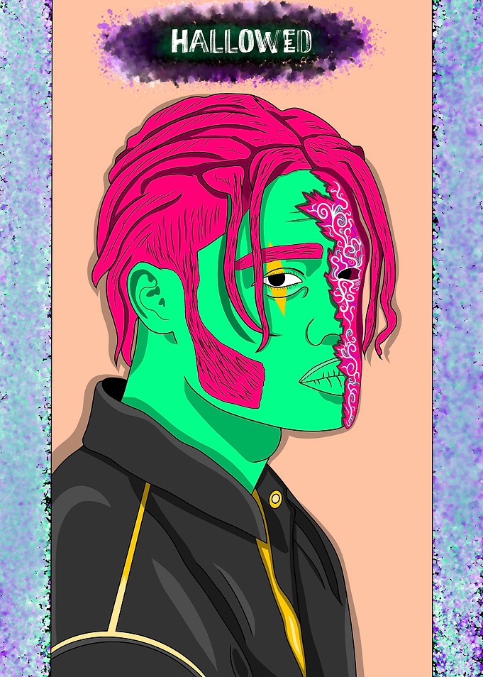 Hallowed Neon Portrait Illustration
