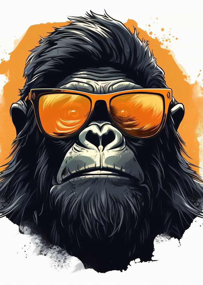 Cool Gorilla Wearing Orange Sunglasses