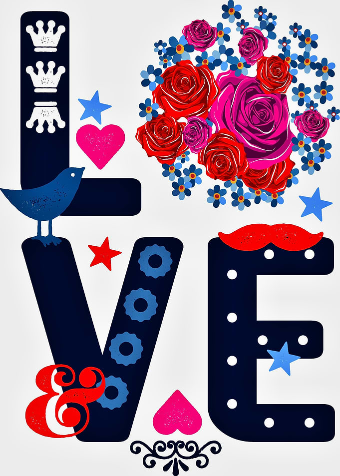 Love and Floral Typography Design