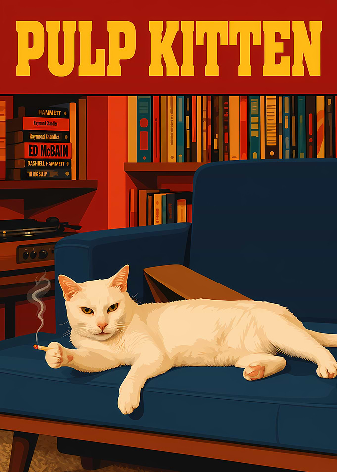 Pulp Kitten Noir Cat Poster
