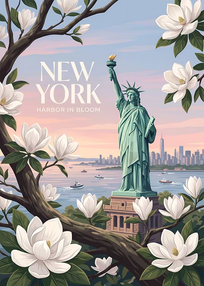 New York Harbor Statue of Liberty Poster