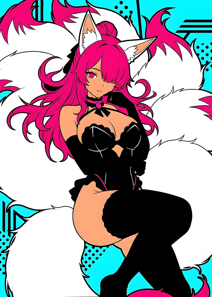Anime Fox Girl with Pink Hair