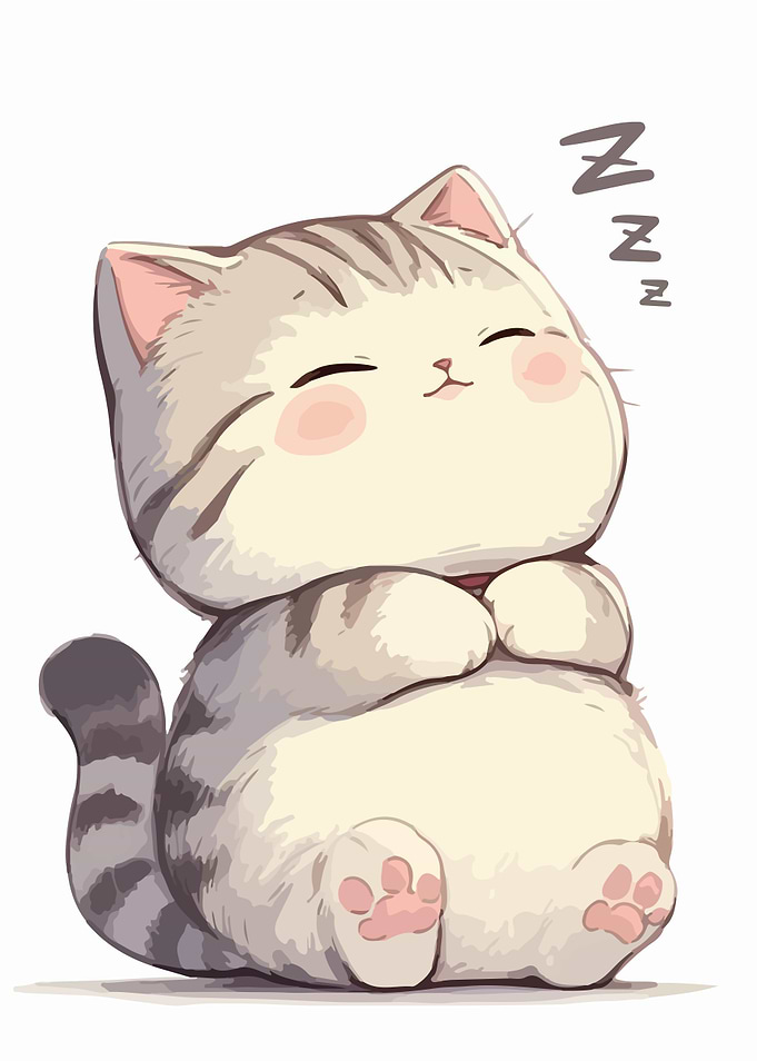 Cute Sleeping Tabby Cat Illustration