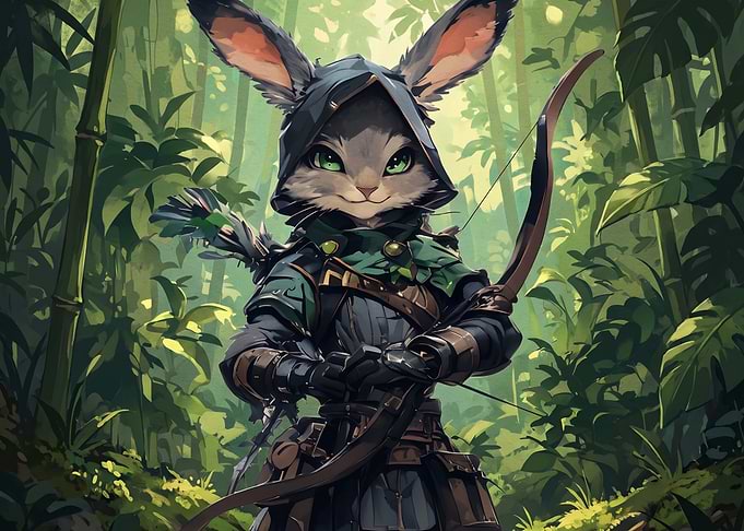 Anthropomorphic Rabbit Archer in Forest
