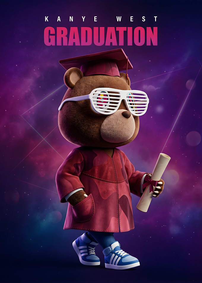 Kanye West Graduation Album Bear Poster