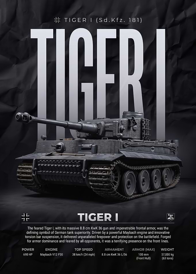 black Tiger I Tank Technical Poster