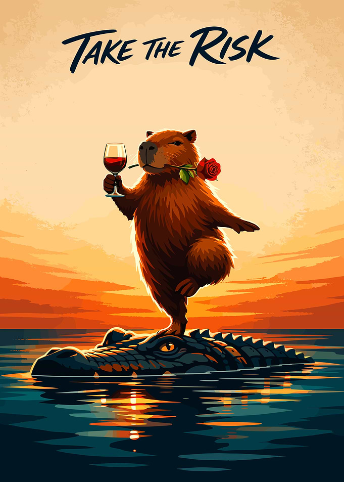 Capybara Balancing on Alligator Poster