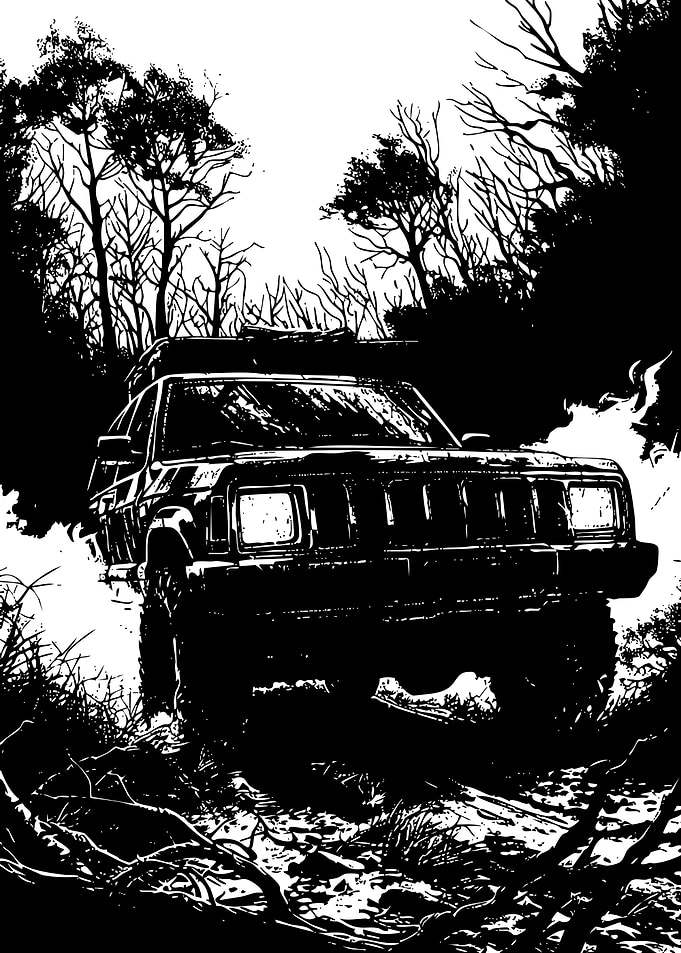 Off-Road Jeep in the Woods